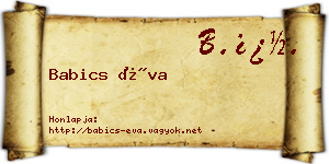 Babics Éva névjegykártya
