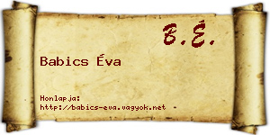 Babics Éva névjegykártya